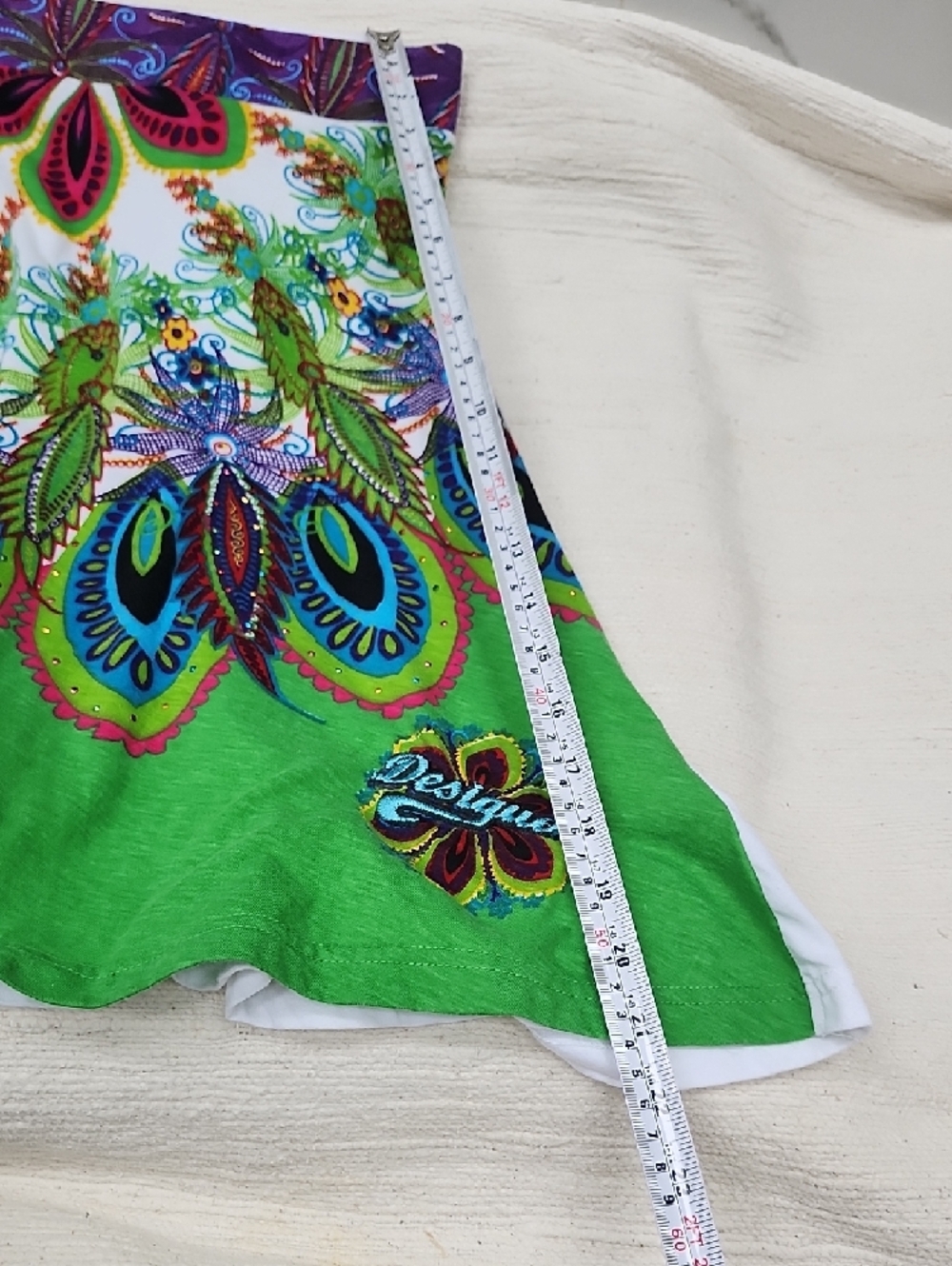 Desigual Vibrant Green & Multicolor Boho Skirt. - Picture 6 of 12